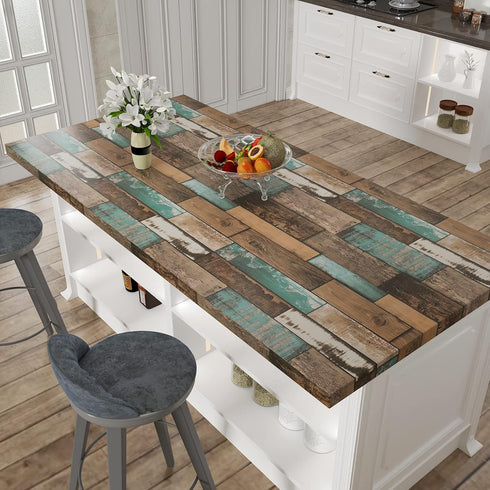 17.7''x100'' Wood Wallpaper Rustic Distressed Wood Peel and Stick Wallpaper Self Adhesive Removable Decorative Wood Plank Film for Wall Covering C...