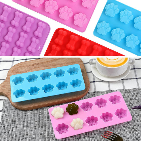Puppy Dog Paw Bone Silicone Mold, Baking Mold, Used for Jelly, Candy, Chocolate,Ice Cube, Can Bake Dog Snack Biscuits...