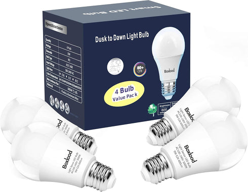 Dusk to Dawn Light Bulbs, Built-in Photocell Light Sensor, Automatic On/Off, E26 Base 9W 60W Equivalent, AC120V 3000K Warm White, Indoor/Outdoor S...
