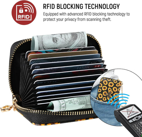 Gostwo Genuine Leather Credit Card Holder with Zipper Womens Card Case RFID Blocking with Zip Around Wallet...