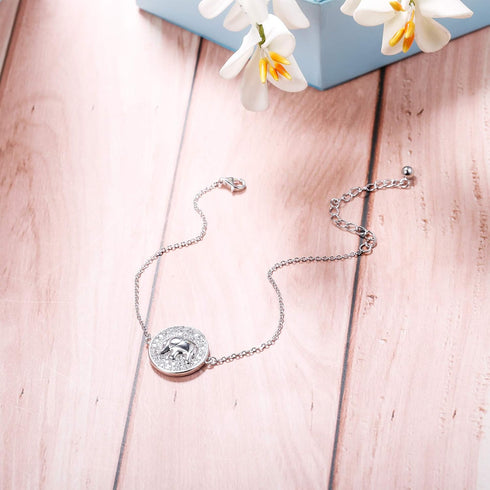 Sllaiss 925 Sterling Silver Elephant Bracelet Anklet Link Bracelet Cute Animal Bracelet for Women Jewelry Gifts...