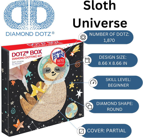 DIAMOND DOTZ ® - Sloth Universe Dotz Box, Partial Drill, Round Dotz, Diamond Painting Kits, Diamond Art Kits for Adults, Gem Art, Diamond Art, Kit...