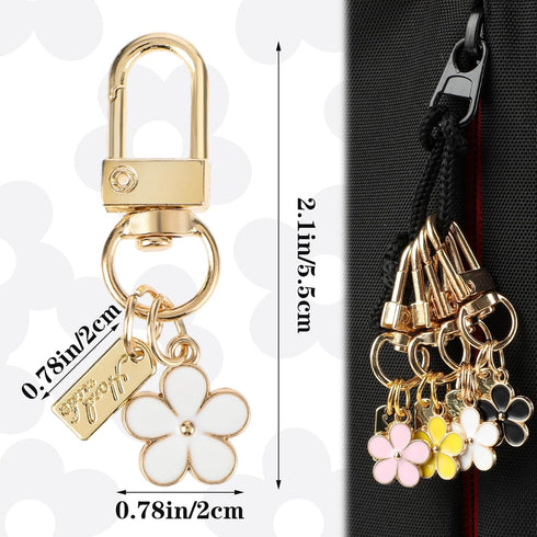 4 PCS Cute Flower Keychains Aesthetic Keychain Charms Daisy Keychain Enameled Keychains Mini Keychain Earphone Case Accessories Keyrings and Keych...