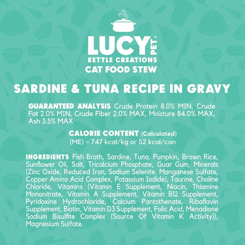 Lucy Pet Products Kettle Creations Sardine and Tuna Cat Stew Recipe in Gravy 2.47oz, Green (LPPFFLW403)...
