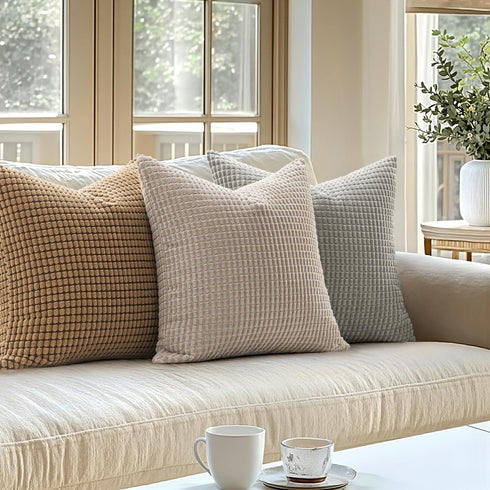 MIULEE Pack of 2 Pillow Covers 18x18 Inch Inch Brown Super Soft Corduroy Decorative Throw Pillows Couch Home Decor for Cushion Sofa Bedroom Living...