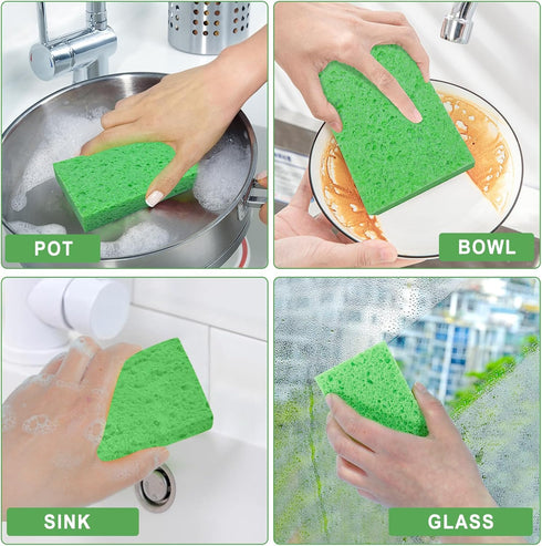 Kitchen Sponges 24 PCS- Compressed Cellulose Sponges Non-Scratch Natural Dish Sponge for Kitchen Bathroom Cars, Funny Cut-Outs DIY for Kids...
