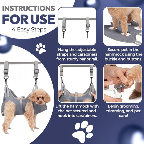 Dog Grooming Hammock Kit | Hanging Dog Grooming Harness | Dog Hammock for Nail Trim with Dog Toenail Clippers | Pet Grooming Hammock & Dog Sling f...