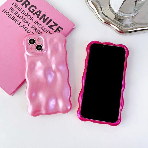 Qokey for iPhone 15 Pro Max Case,Bling Glitter Cute Curly Wavy Design Laser 3D Stone Pattern Shockproof Camera Lens Protection Compatible for iPho...