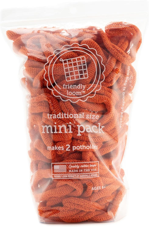 Friendly Loom | 7” Traditional-Sized Orange Potholder Weaving Loops | Craft 2 Cotton Potholders...
