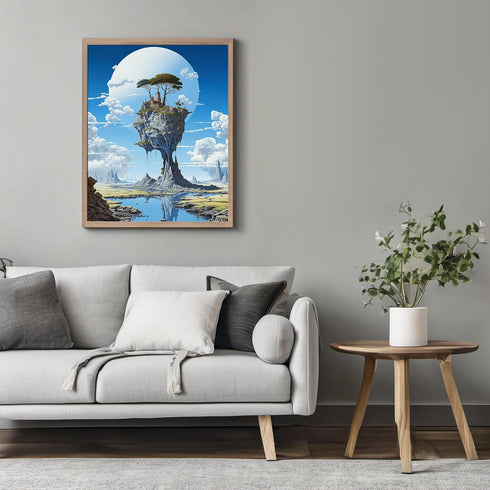 Posterizer 1 pcs-surreal clif house with beautiful landscape-Abstract & Modern Art-Fantasy & Fiction Art-Gift for Art Lovers-Decor for Home & Offi...