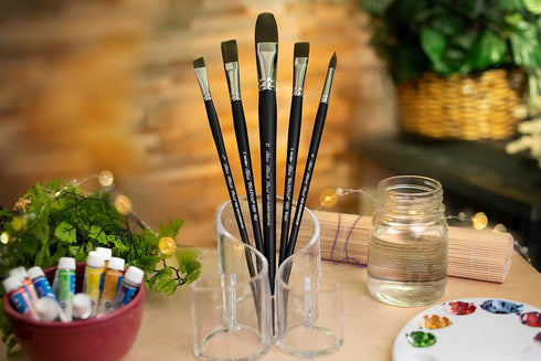 Silver Brush Limited 6401-6 Black Pearl Flat Brush for Watercolor, Size 6, Long Handle...