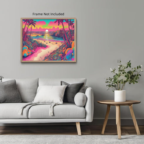 Posterizer 1 pcs- psychedelic funky hippie colorful landscap 8-Abstract & Modern Art-Fantasy & Fiction Art- Living Room Bedroom Decor- unframed wa...