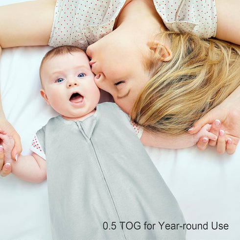 david's kids 100% Cotton Baby Sleep Sack 6-12 Months, Soft Baby Wearable Blankets with 2-Way Zipper, 2 Pack Comfy Sleeping Bags for Infant Newborn...