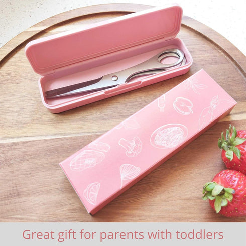 Beaditive Baby Food Scissors - Stainless Steel Toddler Cutter With Serrated Blade and Blunt Tip for Safety - Dishwasher Safe Shears for Cutting Ti...