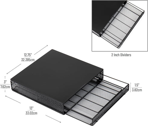 Mind Reader Single Serve Coffee Pod Drawer, 36 Pod Capacity, Countertop Organizer, Metal, 12.75" L x 13" W x 3" H, Black...