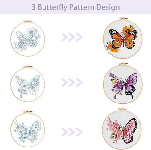 Offizon 3 PCS Embroidery Kit for Beginners - Embroidery Patterns, Embroidery Accessories & Hoop Included, Hand Embroidery Kit for Adults Stitching...
