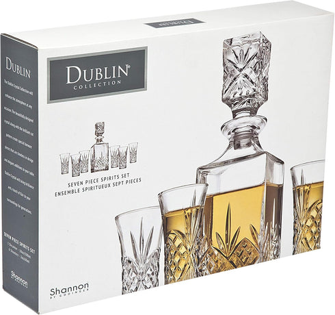 Godinger Mini Whiskey Decanter and Shot Glasses Barware Set - 10oz Decanter for Scotch Wine or Vodka - Dublin Collection...