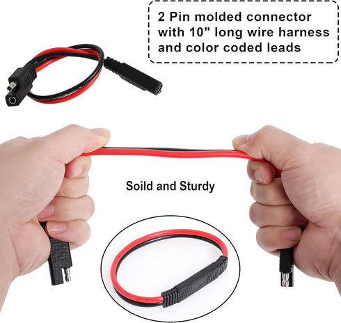 Wadoy 2 Pin Quick Disconnect Wire Harness SAE Connector 14 Gauge Heavy Duty Hight Capacity Battery Cable 10'' Leads(5 pack)...