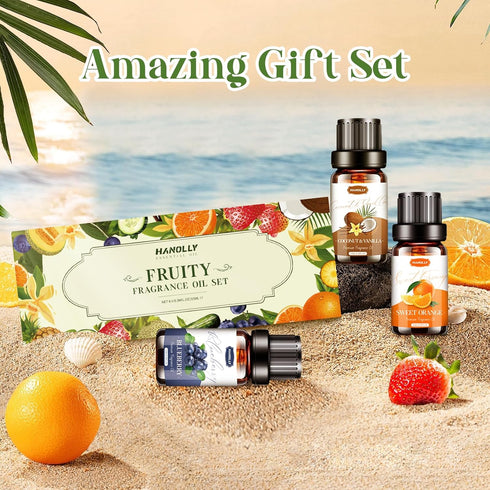Fruity Essential Oils Set - Fruity Scents Fragrance Oil Aromatherapy Essential Oils Kit for Diffuser, Candle Making (6x10ML) Strawberry, Coconut S...