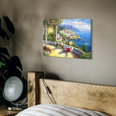SD SOFT DANCE European Town Canvas Wall Art - Italian Landscape Artwork Painting Reproduction Print for Living Room Bedroom (12'' x 16'' x 1 Panel...