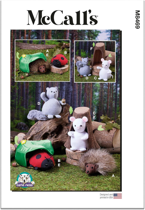McCall's Plush Animals with Leaf and Tree Houses Sewing Pattern Packet by Carla Reiss, Design Code M8469, One Size Each, Multicolor...