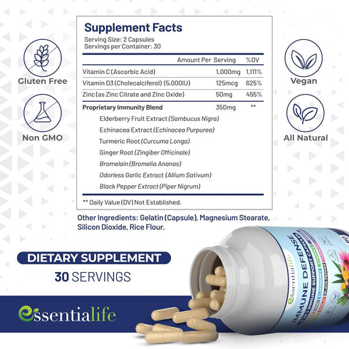 10 in 1 Immune Support Supplement - Elderberry, Echinacea, Vitamin D, Vitamin C 1000mg & Zinc Supplement - Take Charge of Your Health with Immune ...