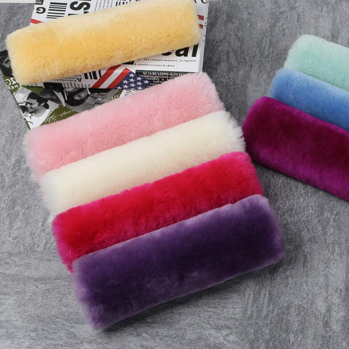 Soft Genuine Sheepskin Wool Auto Seat Belt Cover Seatbelt Shoulder Pad for a More Comfortable Driving, Compatible with All Cars(Beige)...