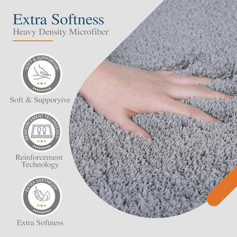 Walensee Bathroom Rug, Non Slip Bath Mat (16 x 24, Grey) Water Absorbent Soft Microfiber Shaggy Mat Machine Washable, Thick Plush Rugs for Shower...