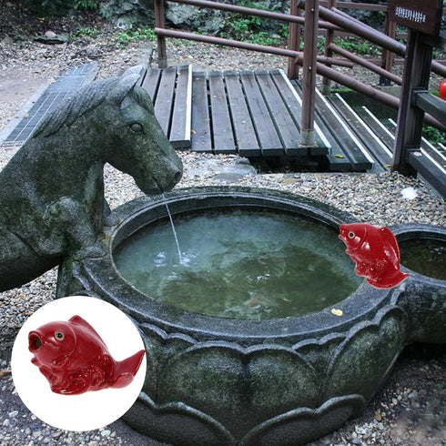 HOMSFOU Carp Shape Water Fountain Ceramic Fish Fountain Spitter Water Feature Garden Fish Statue Water Spray Sprinkler Circulating Waterfall Fish ...
