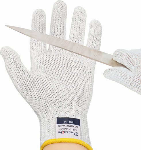 Dowellife Level 8 Reinforced Cut Resistant Gloves, Food Grade, White, Medium...