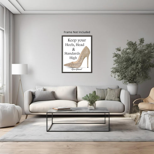 Posterizer 1 pcs-Keep Your Heels, Head and Standards High-Coco Chanel-Inspirational Women's Art- Gift for Women, Fashionistas, Designer Fashion Fa...