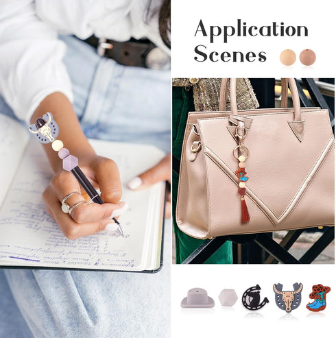 Craftdady 66Pcs Cowboy Western Silicone Beads Cow Boot Horse Hat Focal Beads 12mm Brown Round Ball Beads for Crafts DIY Beadable Pens Keychain Mak...