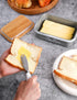 Butter Dish with Lid for Countertop, AISBUGUR Metal Butter Keeper with Stainless Steel Multipurpose Butter Knife, Large Butter Container with Doub...