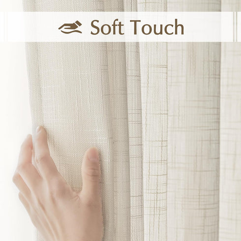 FMFUNCTEX Side Light Linen Texture Semi Sheer Narrow French Door Panels for Front/Glass Door, Window - 24 Inch L x 72 Inch W x 2 Panels...
