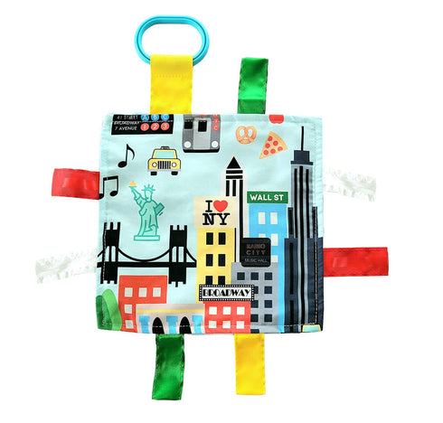 Baby Jack & Co 8x8” Learning Lovey NYC New York Tag Toys for Babies - Baby Crinkle Toys - Soft & Safe - Learn USA Cities and Shapes - Ideal Baby T...