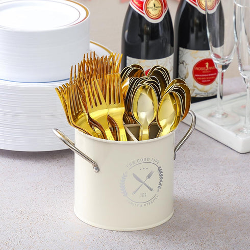 100 Gold Disposable Plastic Spoons, Heavy Weight Disposable Spoons Plastic Utensils for Parties, Weddings, Picnics, Big Event, Daily Use - BPA FRE...
