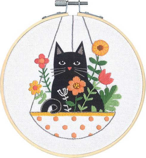 Dimensions 72-76916 Cat Planter Embroidery Needlepoint Kit for Beginners, 6" D, Multicolor, 5pcs...