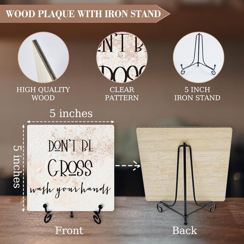 Bathroom Desk Decor, Don't Be Gross Wash Your Hands Sign With Iron Stand, Funny Bathroom Gifts For Women Men, Bathroom Quote Sign For Farmhouse Ho...