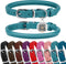 BRONZEDOG Rolled Leather Dog Collar for Small Medium Large Dogs with QR ID Tag (M: 14-16 Inch, Teal)...