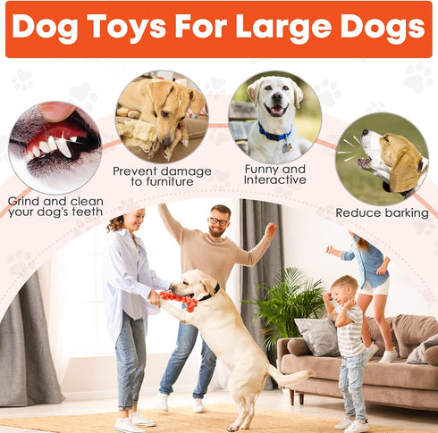 Dog Toys for Aggressive Chewers: Chew Toys for Training and Cleaning - Dog Toys for Large Dogs - Indestructible Dog Toy to Keep Them Busy...