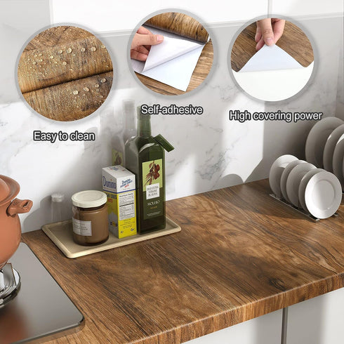 WENMER Brown Wood Contact Paper 15.7" × 118" Wood Wallpaper Peel and Stick Wallpaper Wood Grain Contact Paper Thick Self Adhesive Waterproof Wallp...