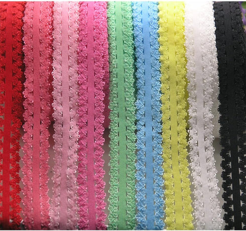 PAMIR TONG Picot Elastic Ribbon 16 Yards 3/4 inch Colorful Stretch Lace Trim for Panties Soft Baby Elastic Headbands for Sewing Lingerie DIY Craft...