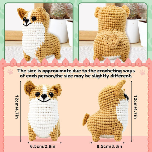 Crochet Kit for Beginners Adults&Kids (13+),Starter Friendly Crochet Kit with Step-by-Step Video Tutorials,Learn to Dog Crochet Animal Kits,DIY Kn...