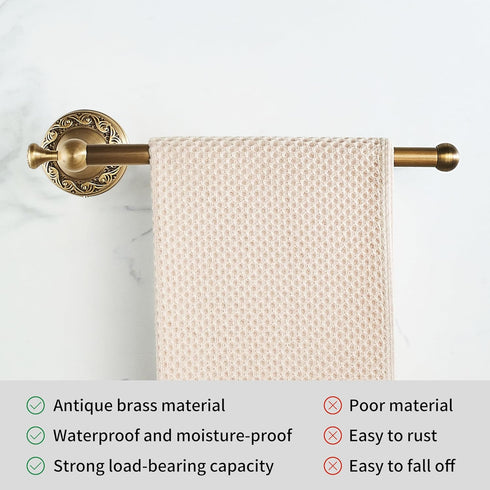 Hand Towel Bar for Bathroom Antique Bronze Brass, Rustproof Wall Mounted Towel Rack Hanger Bathroom Hardware Accessories Towel Holder,Pattern Carv...