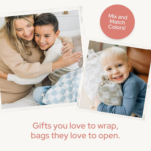 Gather & Knot Drawstring Gift Bags | 20" Large 12" Small | Premium Canvas | Reusable Fabric Wrap for All Occasions, Birthdays, Baby Shower | Check...