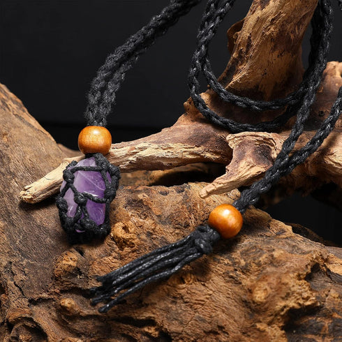 Hicarer 6 Pieces Crystal Cage Necklace Holder Empty Stone Holder Quartz Crystal Stone Necklace Cord Adjustable Cord Cage for DIY Jewelry Making...