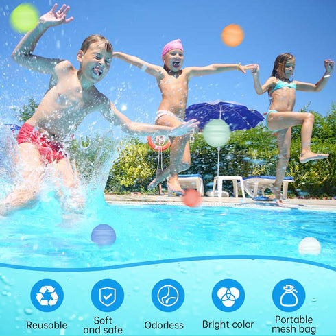 Reusable Water Balloons,Pool Beach Water Toys for Boys and Girls,Soft Silicone Water Splash Ball,Water Balloons Toys for Kids Outdoor Games,Summer...