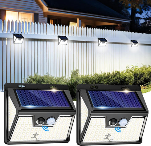 2Pack Solar Deck Lights Outdoor, Waterproof Fence Lights with Motion Sensor (3 Modes 178LED), Bright Wireless Wall Light for Outside Yard Garden...
