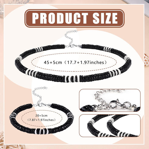 JOERICA Puka Shell Necklace for Men Women Sea Shell Surfer Necklace and Bracelet Set with Clam Chip Coconut Beads Pookah Shells Choker Necklace an...