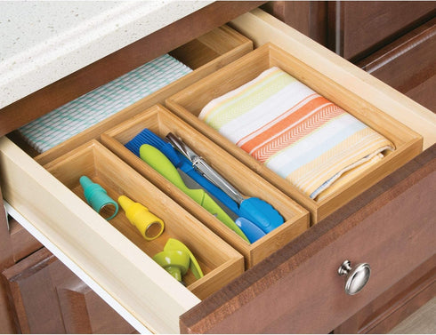 iDesign 41840 InterDesign Bamboo Stackable Box 3” x 9” x 2” Formbu Drawer Organizer - 3" x 9" x 2", 3" x 9"...